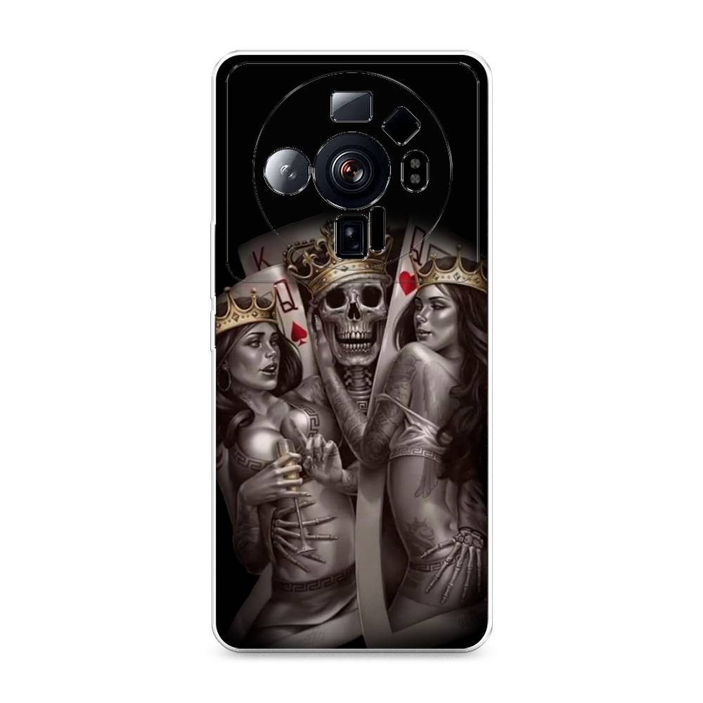 

Чехол на Xiaomi 12S Ultra "Карты король и королевы", Серый;желтый, 314550-6