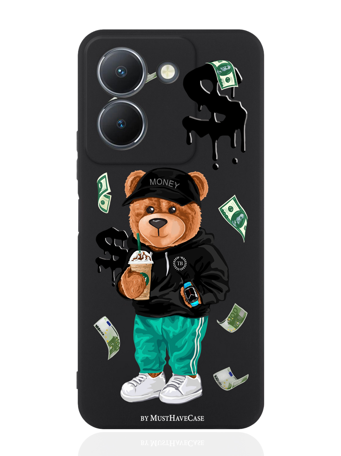 

Чехол для смартфона Vivo Y36 4G Tony Bear/ Мишка Тони черный, Черный;зеленый;коричневый