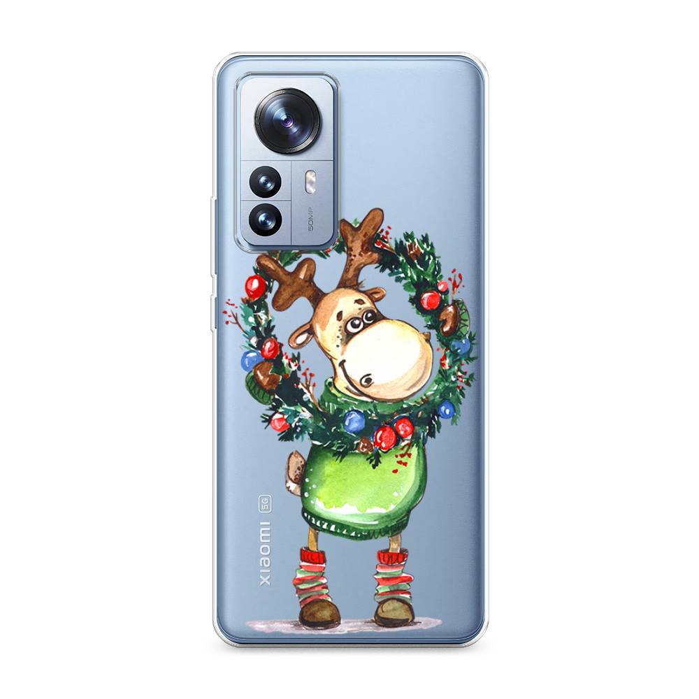 

Чехол на Xiaomi 12 Pro "Олень с новогодним венком", 314450-4
