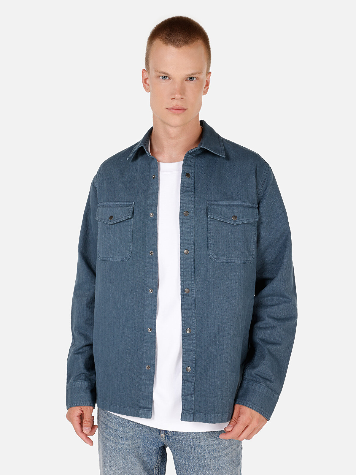 

Рубашка мужская Colin's CL1070093 голубая 2XL, Голубой, CL1070093