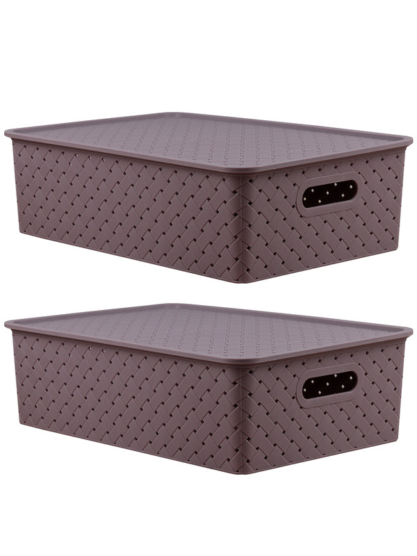 

Корзина для хранения violet "Береста" 7,5л с крышкой - 2шт цвет сирень, Набор 5221/2
