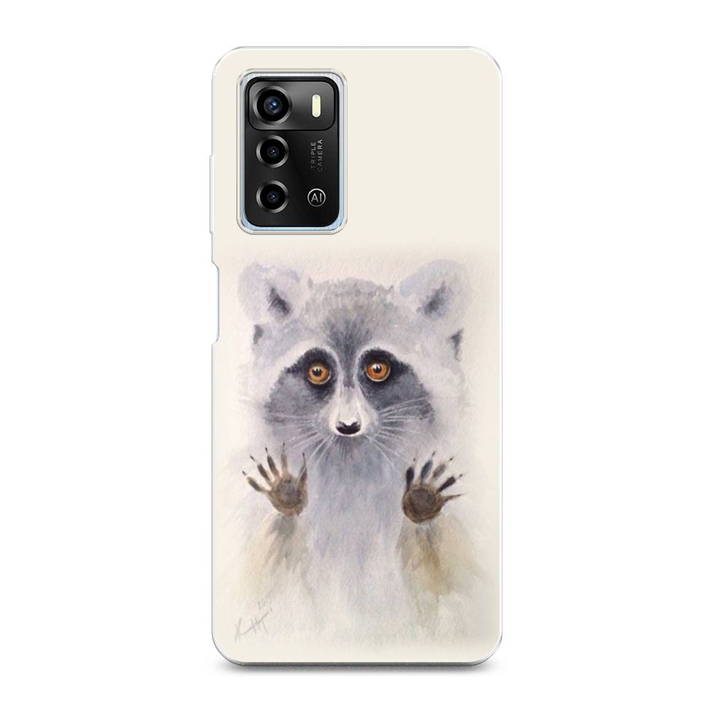 

Чехол для ZTE Blade A72/V40 Vita "Енот за стеклом", Бежевый;серый, 135450-4