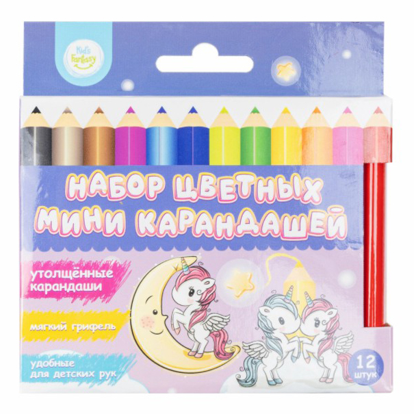 

Карандаши цветные Kid's Fantasy 12 шт в ассортименте