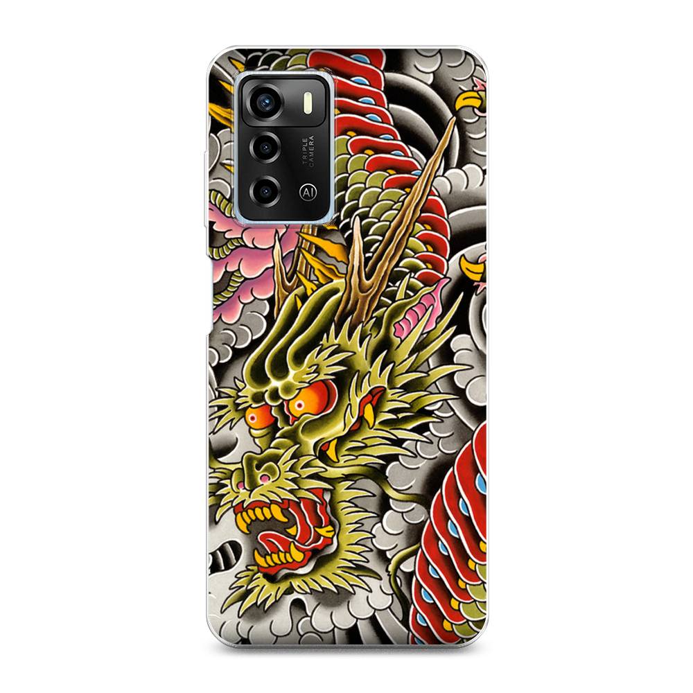 

Чехол для ZTE Blade A72/V40 Vita "Японский дракон", Желтый;розовый;красный, 135450-4