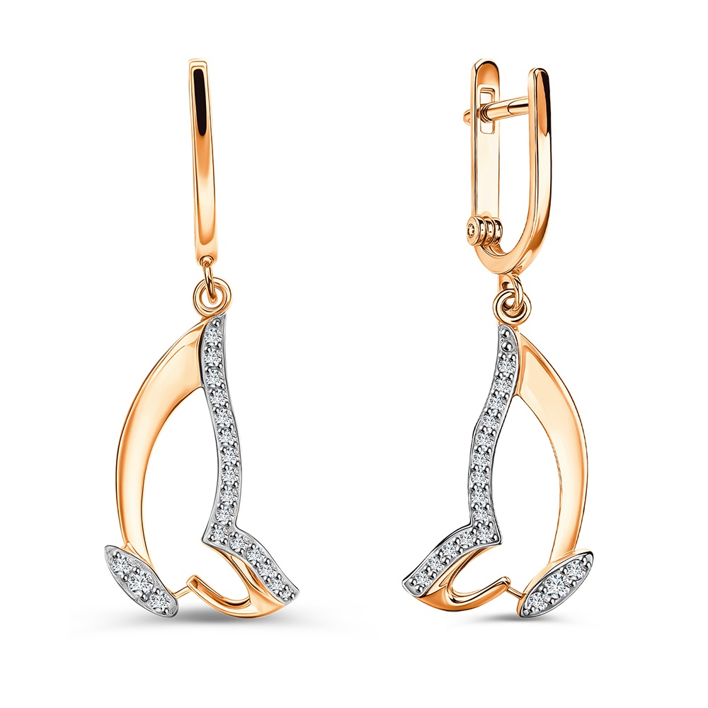 

Серьги подвески из золота 585Gold 302006560, фианит, 302006560