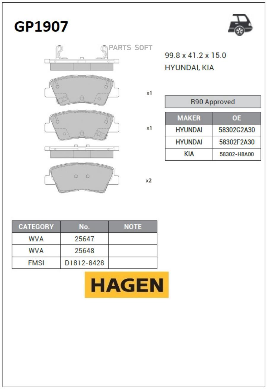 

Колодки тормозные ELANTRA 17- (D1812) R (HAGEN) SANGSIN BRAKE