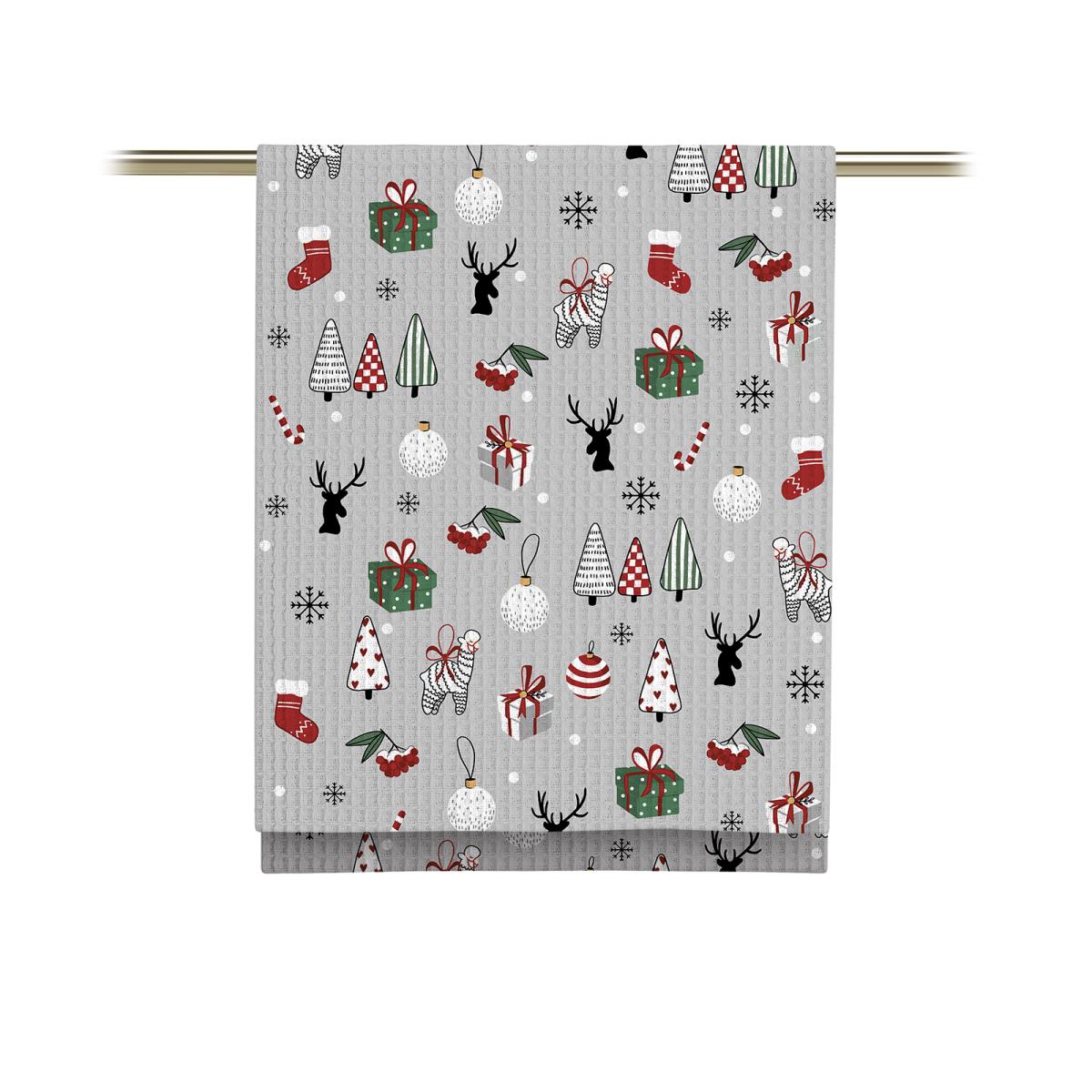 

Полотенце вафельное 45х60 Унисон рис 33038-1 Holly Jolly микс