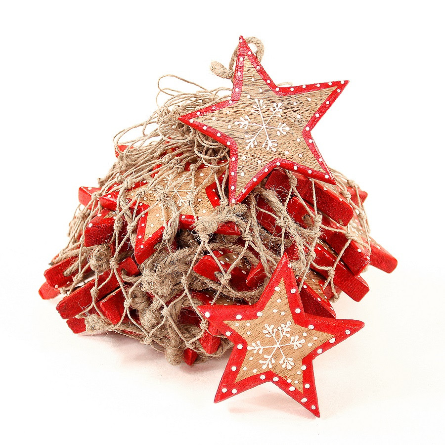 

Украшения подвесные christmas stars, деревянные, в сетке, 30 шт.