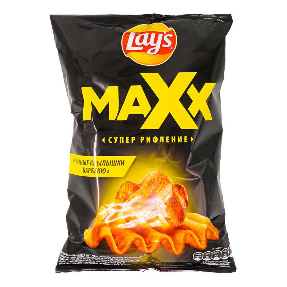 

Чипсы Lay's Maxx, рифлёные, куриные крылышки барбекю 110г