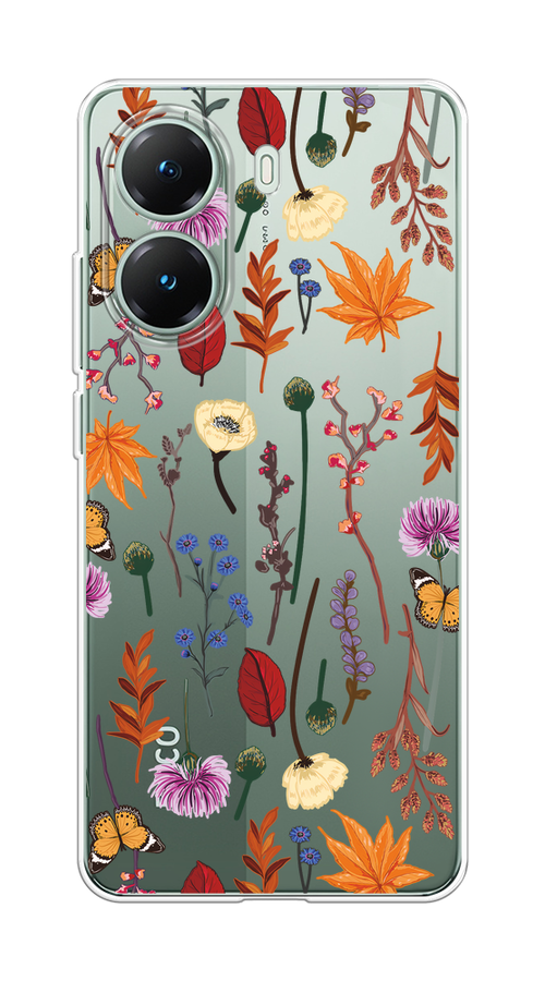 

Чехол на Poco X7 Pro "Orange Purple flowers", Оранжевый;красный;розовый;желтый;прозрачный, 324050-1