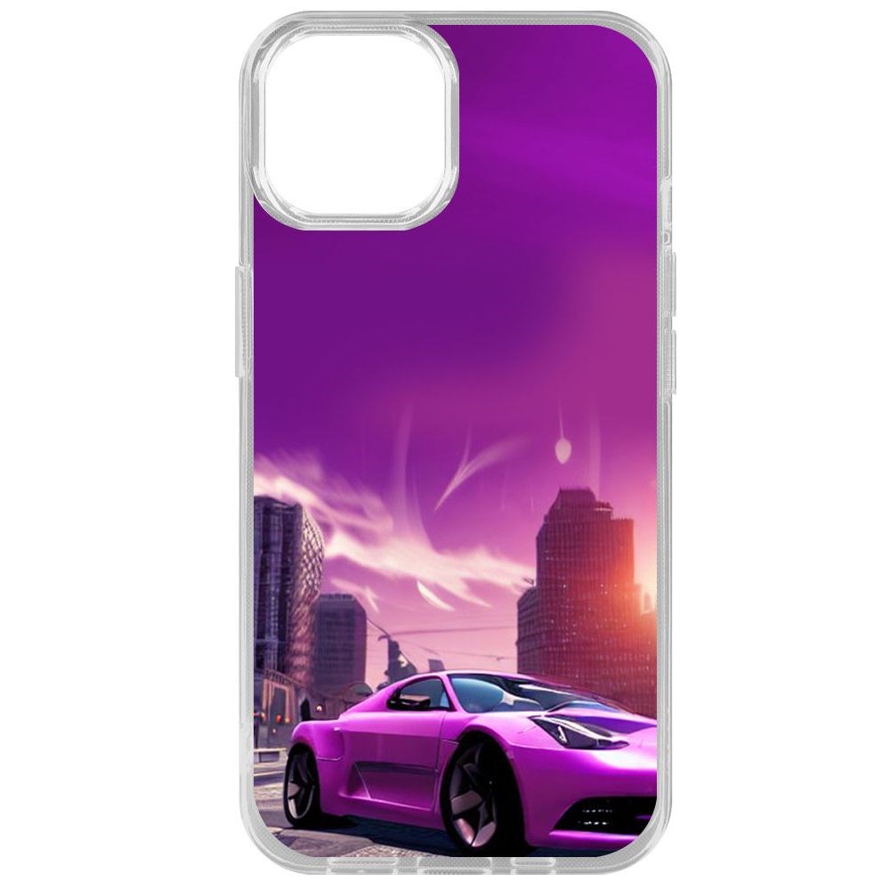

Чехол-накладка Krutoff Clear Case Розовое авто для iPhone 14, Прозрачный