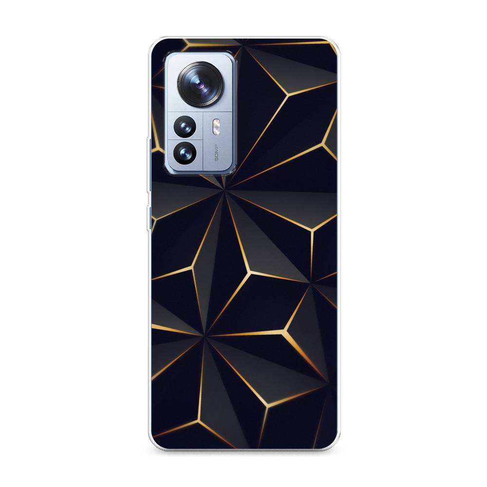

Чехол на Xiaomi 12 Pro "Черные полигоны", Золотистый;черный, 314450-3