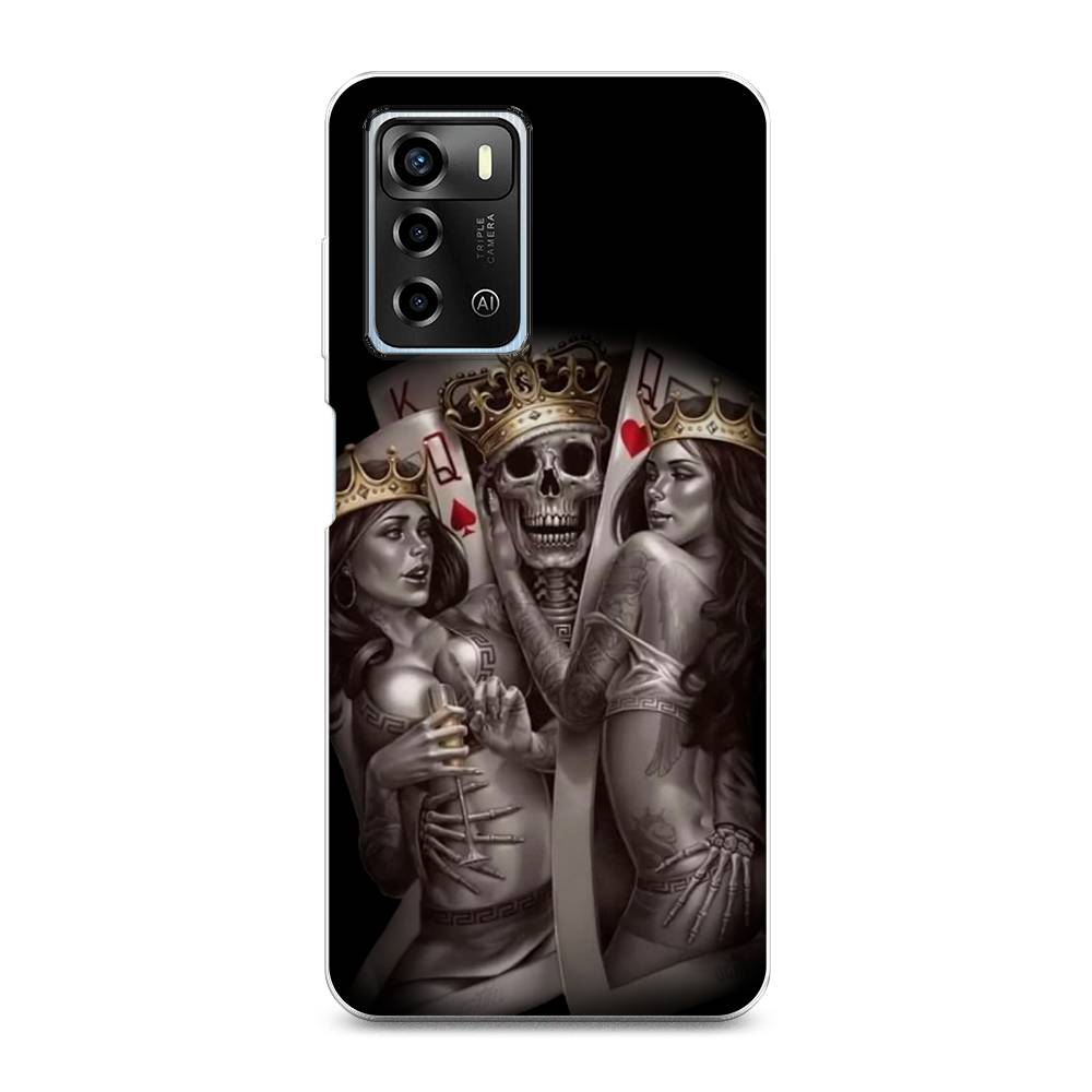

Чехол для ZTE Blade A72/V40 Vita "Карты король и королевы", Серый;желтый, 135450-6