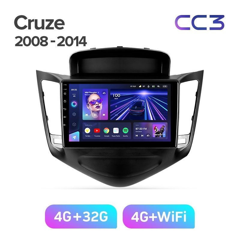 Магнитола TEYES CHEVROLET CRUZE 2008-2014гчерная рамкаCC3 432ГБ 3289000₽