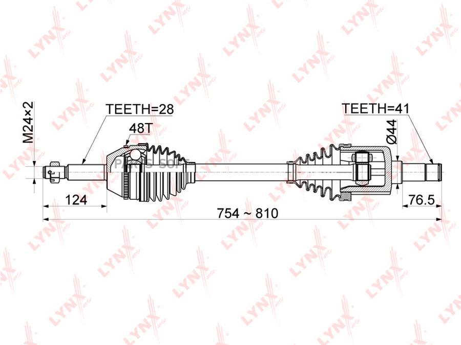 Привод В Сборе Лев.Ford Transit/Transit Tourneo 2.2d 06-14 LYNXauto арт. CD-1050A