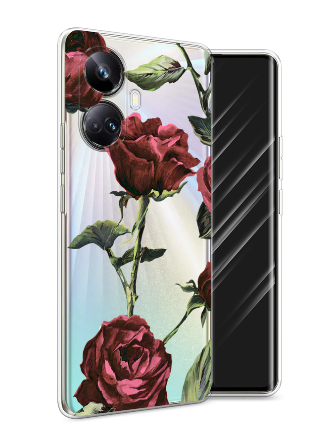 

Чехол Awog на Realme 10 Pro+ "Бордовые розы фон", Красный, 2512350-8