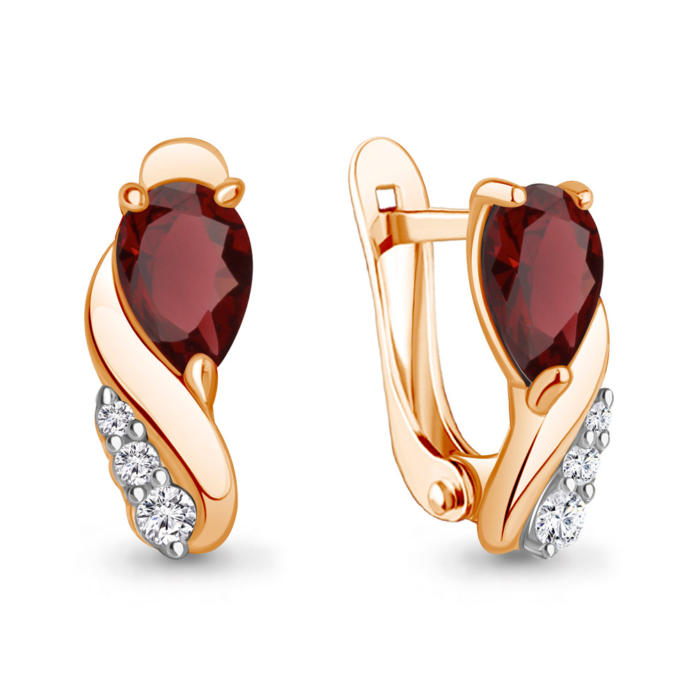 

Серьги из красного золота с гранатом Aquamarine 4453903А_585_кз, 4453903А_585_кз
