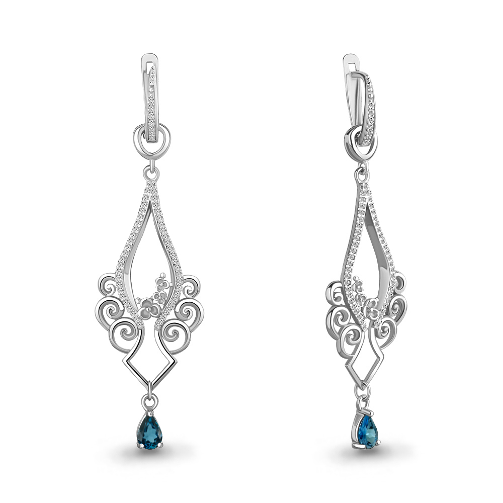 

Серьги шандельеры из серебра с топазом Aquamarine 4452208А_925_р, 4452208А_925_р