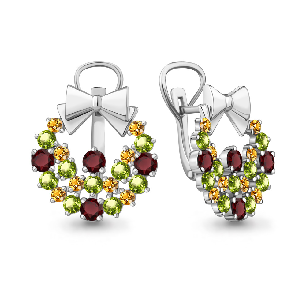 

Серьги из серебра с гранатом/хризолитом/цитрином Aquamarine 4450603_925_р, 4450603_925_р