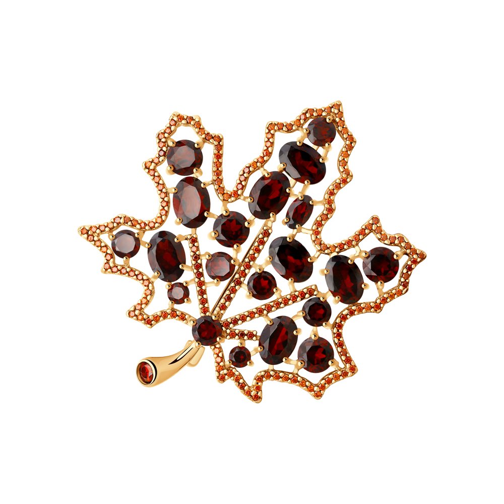 

Брошь из серебра SOKOLOV 92040100, гранат\фианит, 92040100