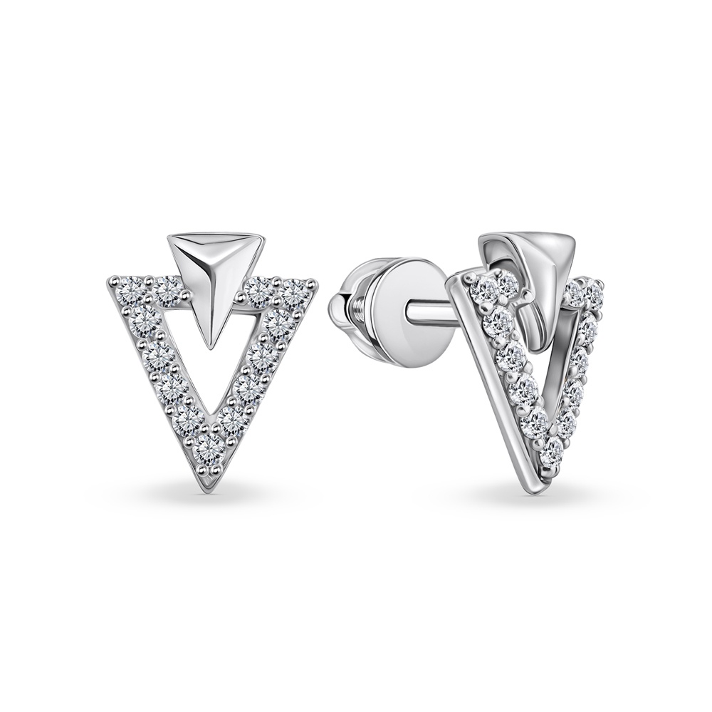 

Серьги из серебра 585Gold 702012484, фианит, 702012484