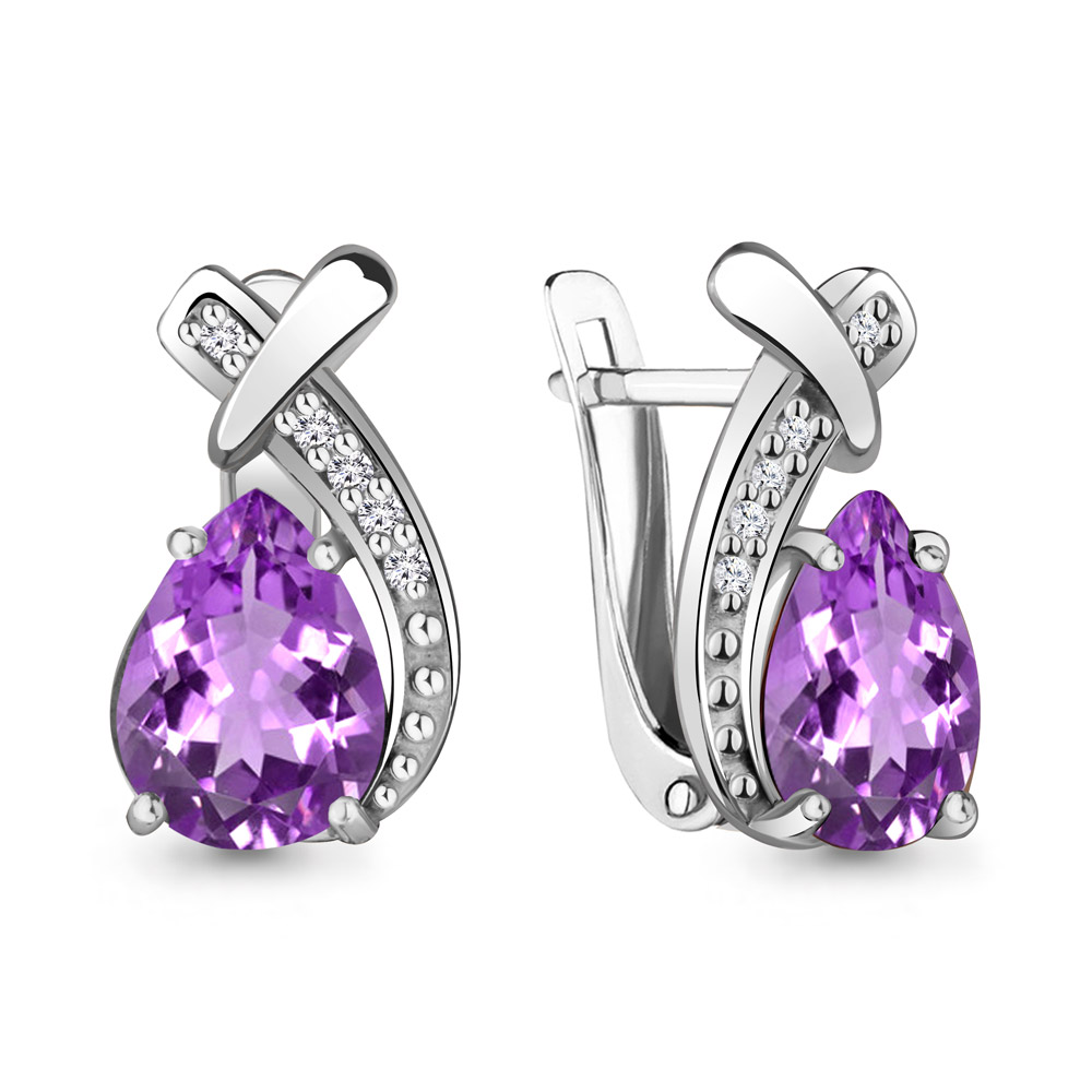 

Серьги из серебра с аметистом Aquamarine 4450004А_925_р, 4450004А_925_р