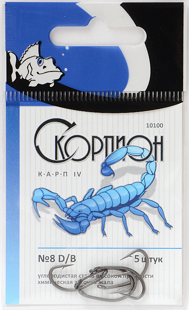 

Одинарные крючки Wide Gape классические №8, оголовок с колечком, прямое острие, с бородкой, Черный, Карп II