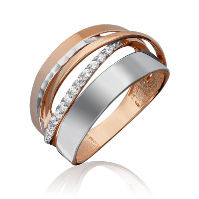 

Кольцо из комбинированного золота с фианитом р. 19 PLATINA jewelry 01-5239-00-401-1111-42, 01-5239-00-401-1111-42