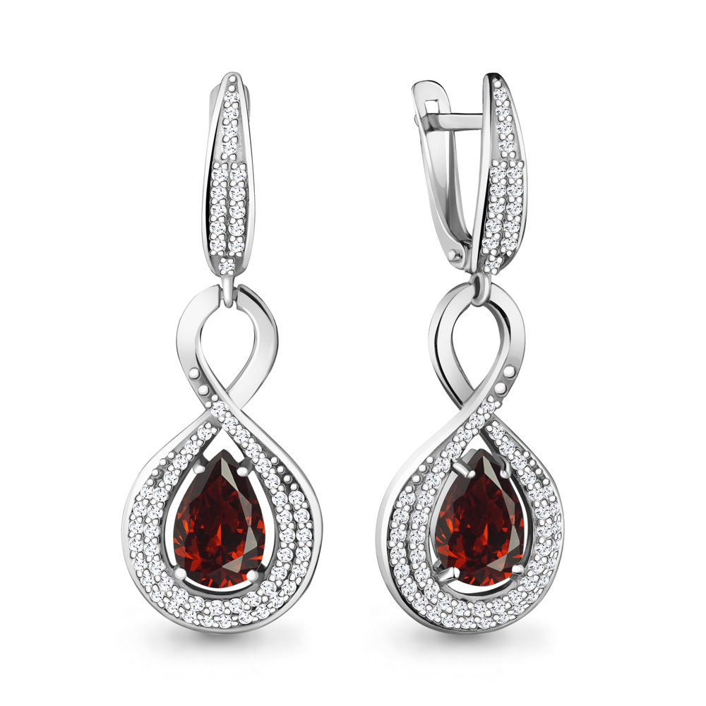 

Серьги из серебра с гранатом Aquamarine 4449703А_925_р, 4449703А_925_р