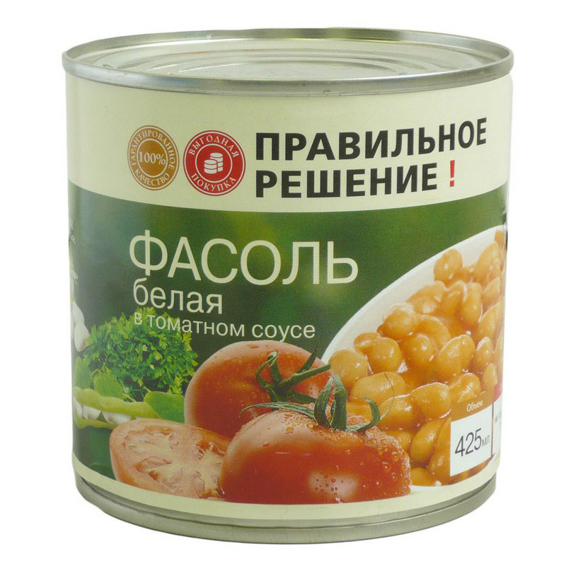 

Фасоль белая Правильное решение в томатном соусе 425 мл
