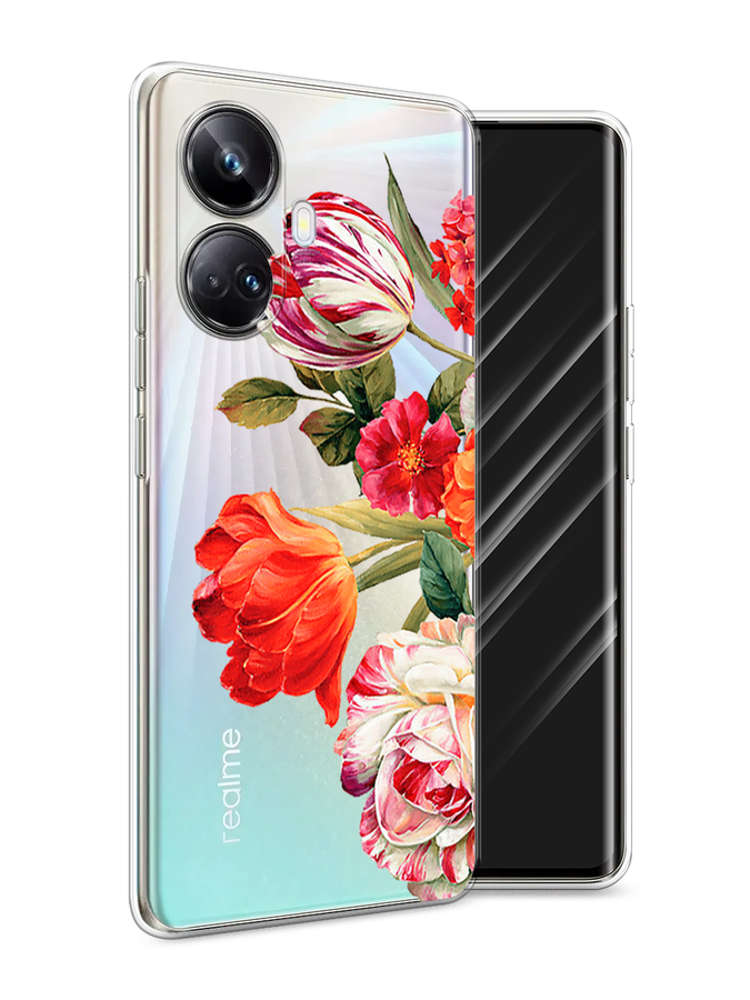 

Чехол Awog на Realme 10 Pro+ "Весенний букет", Красный;розовый;зеленый, 2512350-8