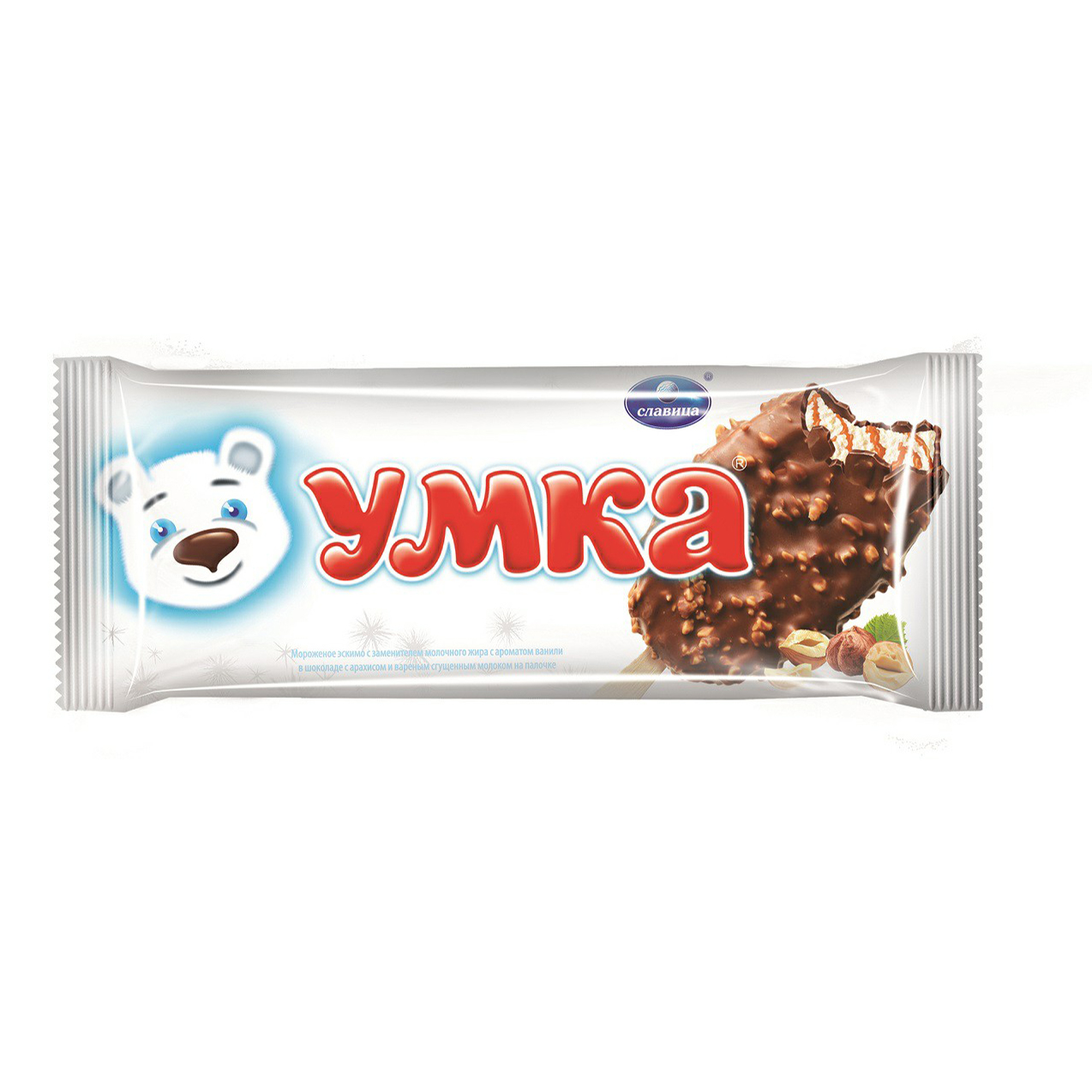

Мороженое пломбир Умка с вареной сгущенкой и арахисом 11,6% 80 г