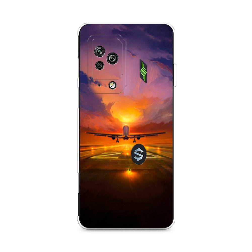

Чехол на Xiaomi Black Shark 5 Pro "Самолет на посадке", Оранжевый;синий, 314150-6