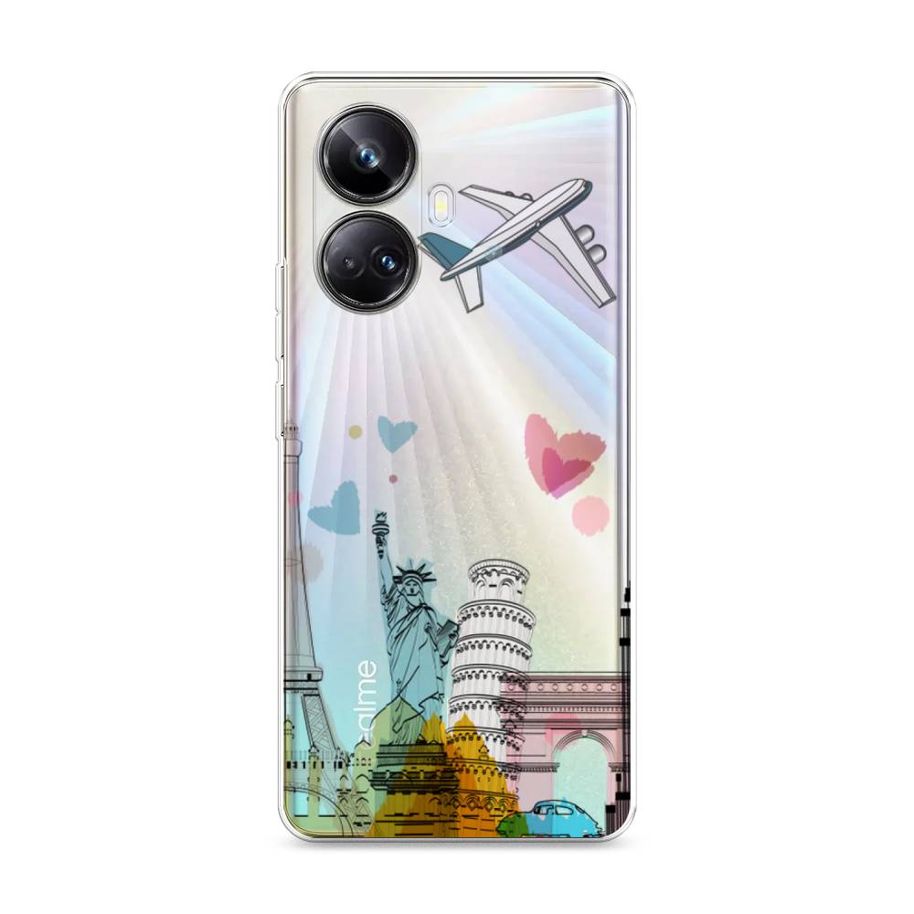 

Чехол Awog на Realme 10 Pro+ "Самолет путешествий", Желтый, 2512350-10