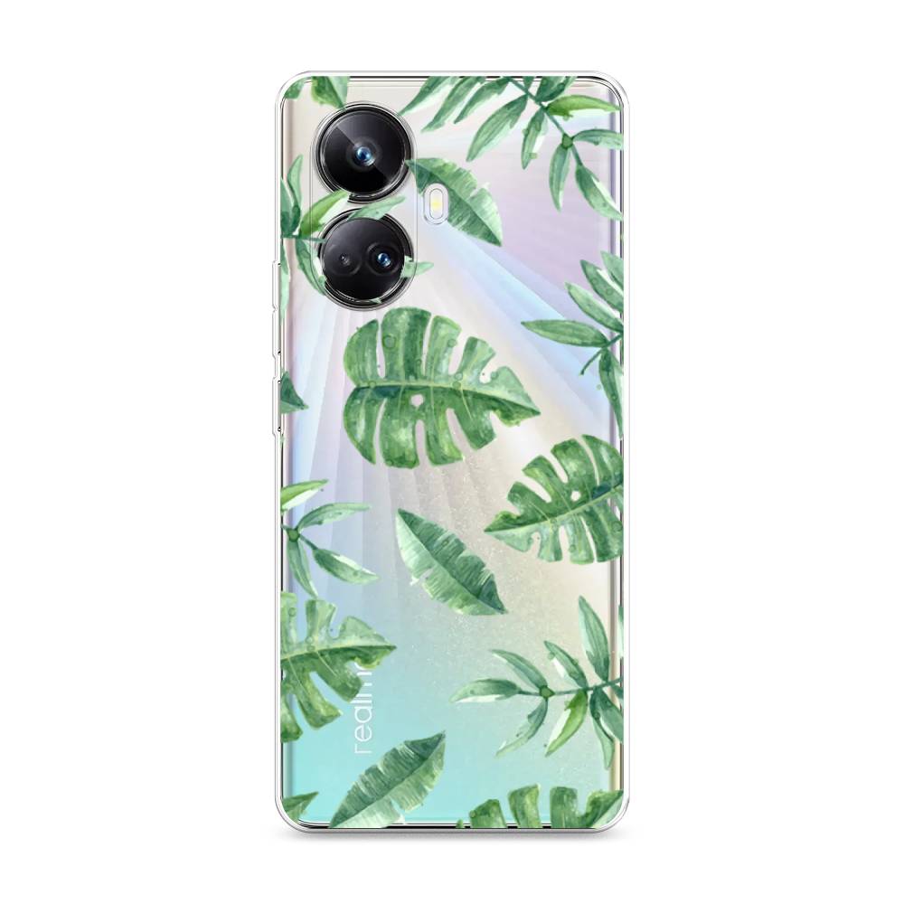 

Чехол Awog на Realme 10 Pro+ "Нарисованные пальмовые листья", Зеленый, 2512350-4