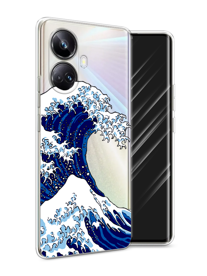 

Чехол Awog на Realme 10 Pro+ "Волна в Канагаве", Синий;белый, 2512350-4