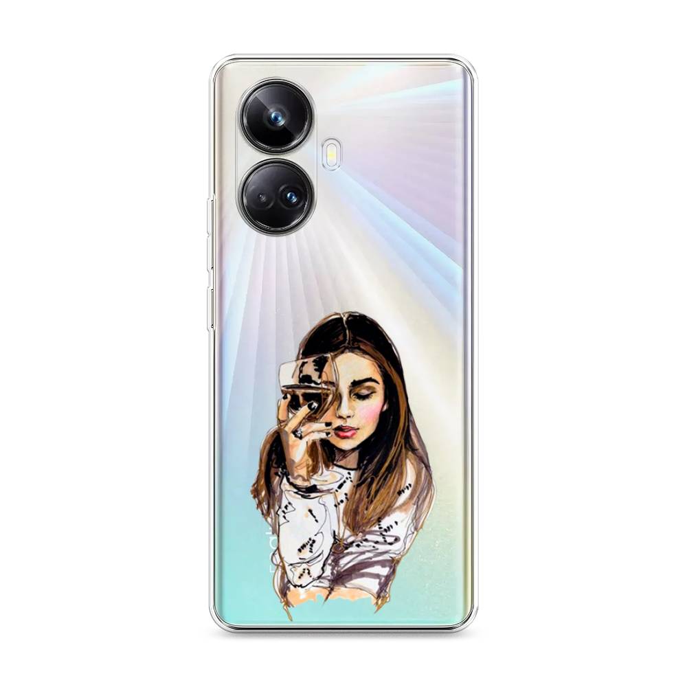 

Чехол Awog на Realme 10 Pro+ "Девушка с бокалом", Бежевый;коричневый;белый, 2512350-7