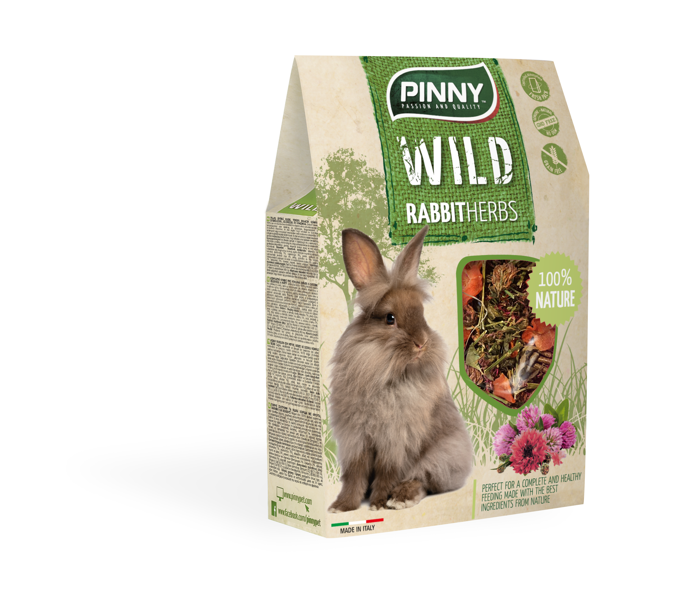 Сухой корм для кроликов PINNY Wild Menu Rabbit Herbs, морковь, клевер и василек, 0,6 кг