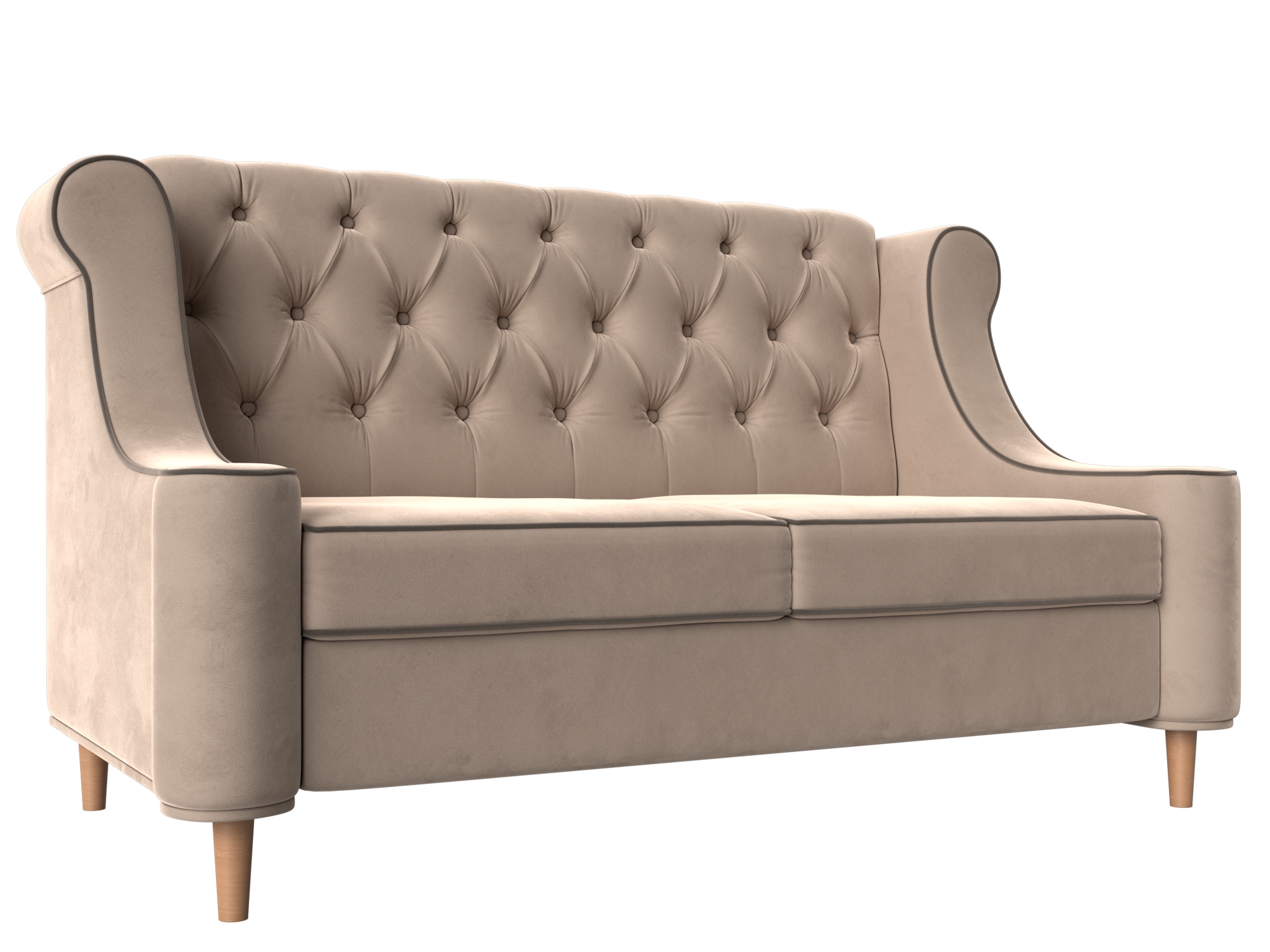 

Прямой диван Бронкс велюр бежевый/коричневый, Прямой диван Бронкс