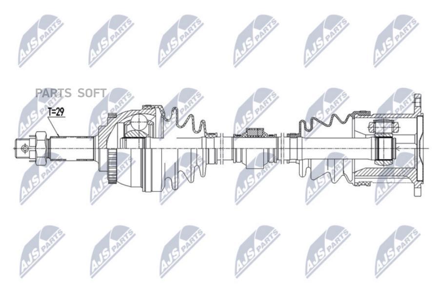 

NTY 'NPWNS066 Полуось Nissan X-Trail T30 01-07 правая 1шт