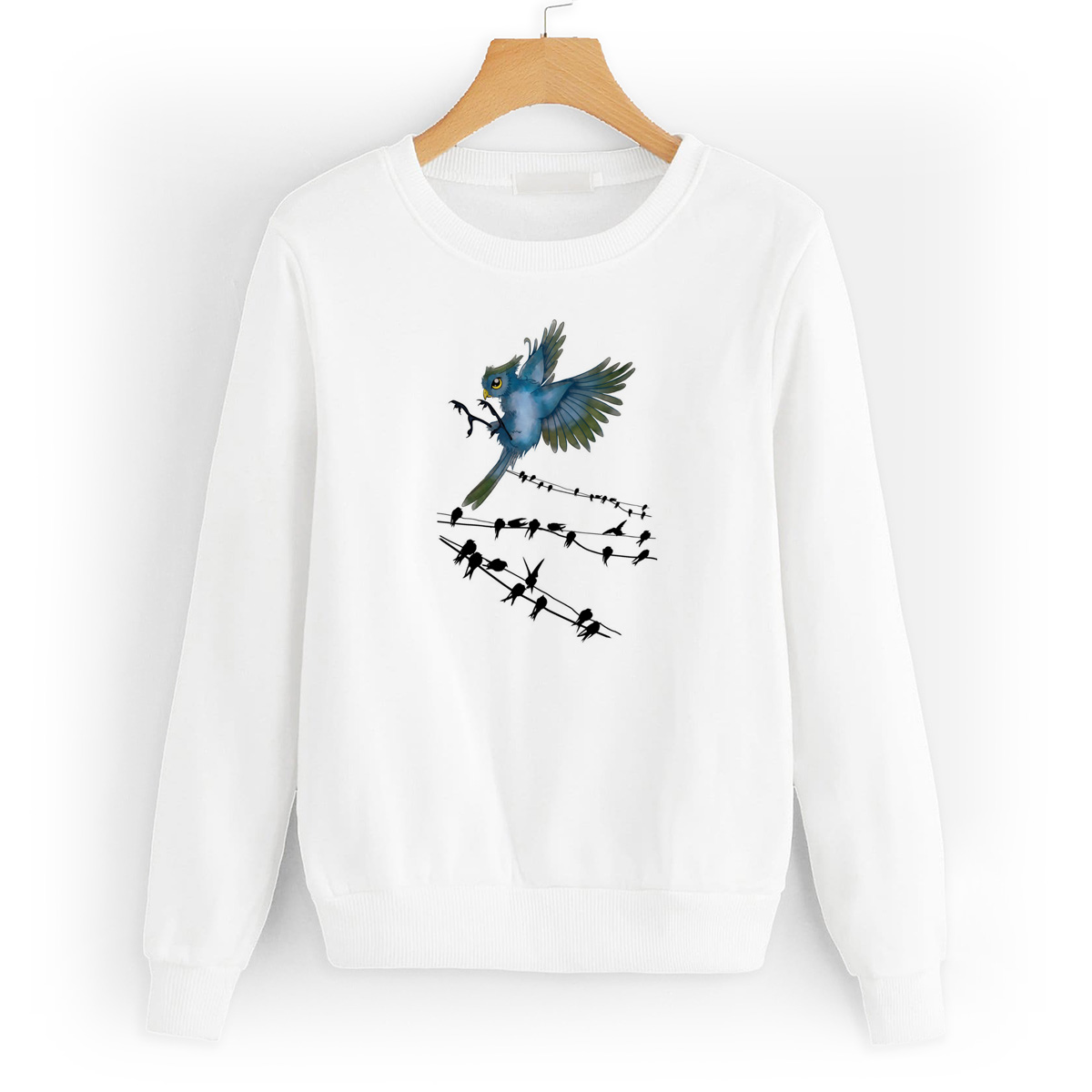 

Свитшот белый CoolPodarok Синяя птичка на фоне другие, 6W015787