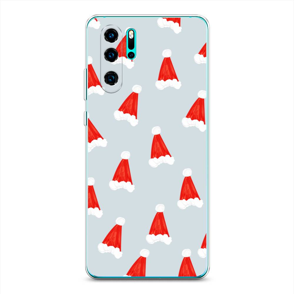 

Чехол на Huawei P30 Pro "Новогодние шапочки", Белый;красный;серый, 67650-5