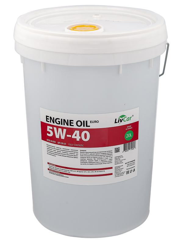 Livcar Engine Oil Euro 5W40 Acea A3/B4 Api Sp (20Л)