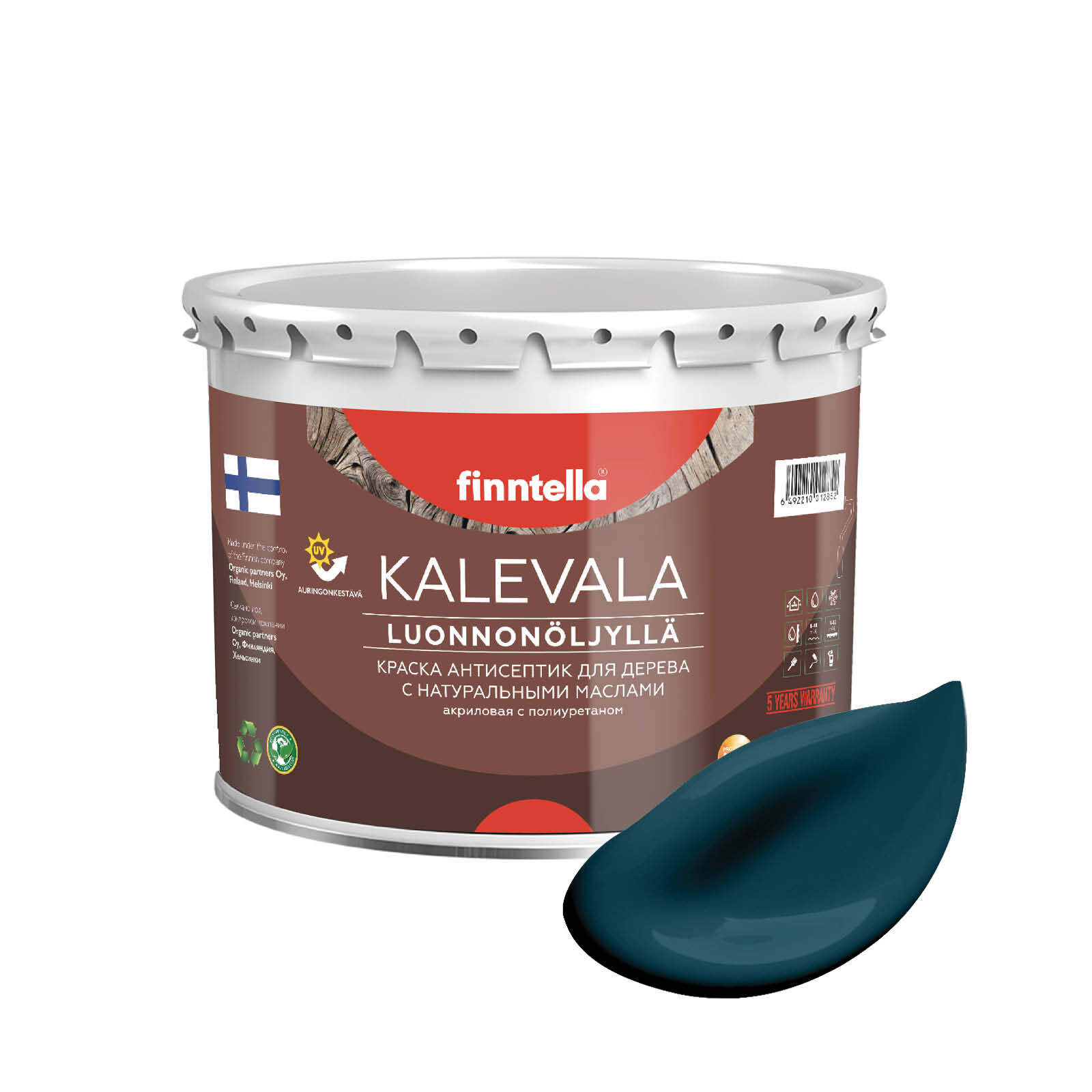 

Краска для дерева и деревянных фасадов FINNTELLA KALEVALA, с натуральным маслом и полиурет, Голубой, KALEVALA NLC