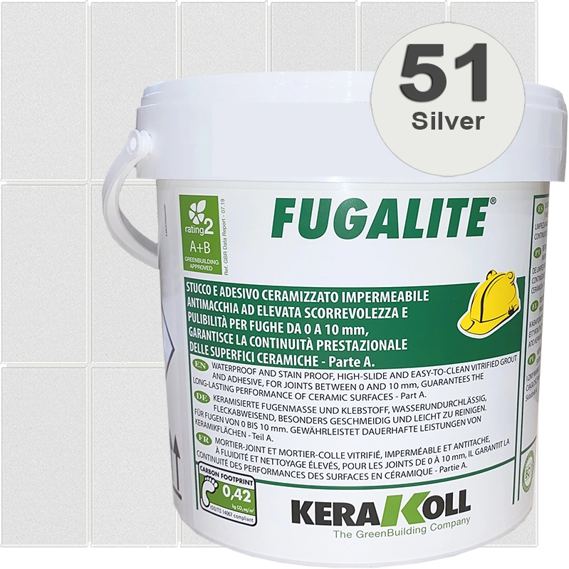 фото Затирка эпоксидная kerakoll fugalite eco, цвет 51 silver (серебряный) 3 кг