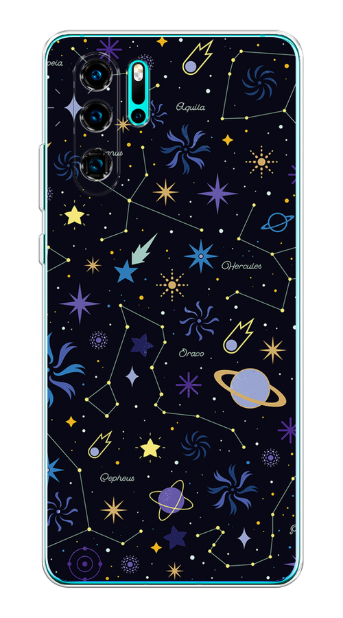 

Чехол на Huawei P30 Pro "Цветной космос", Желтый, 67650-2