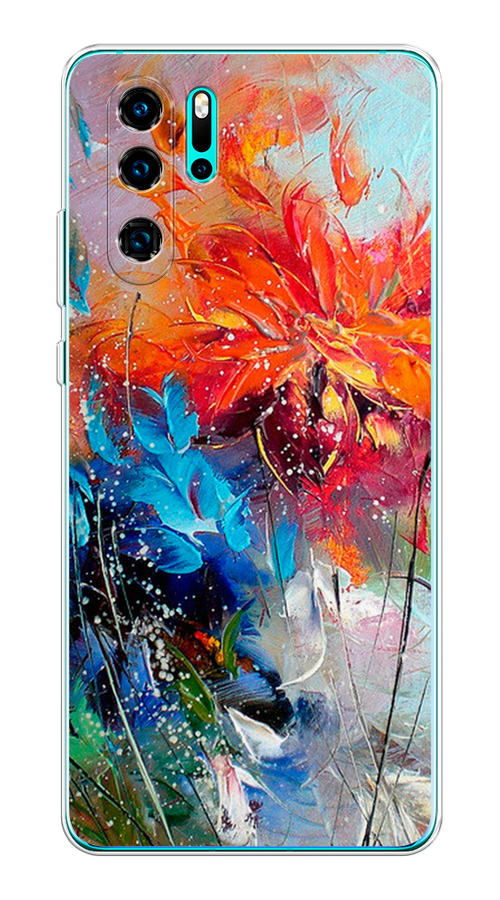 

Чехол на Huawei P30 Pro "Абстрактные цветы", Оранжевый;синий, 67650-4