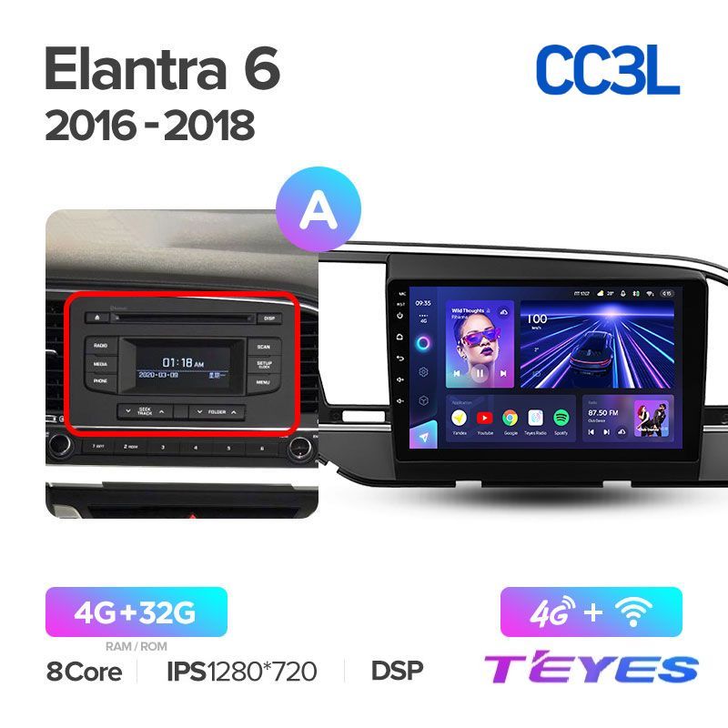 

Магнитола Teyes CC3L 4/32 9" для Hyundai Elantra 6 2016-2018 (Тип A), CC3L 4/32 9"