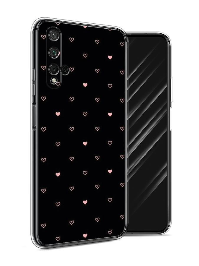 

Чехол Awog на Honor 20 "Черный фон и сердечки", Розовый;серый;черный, 69550-3