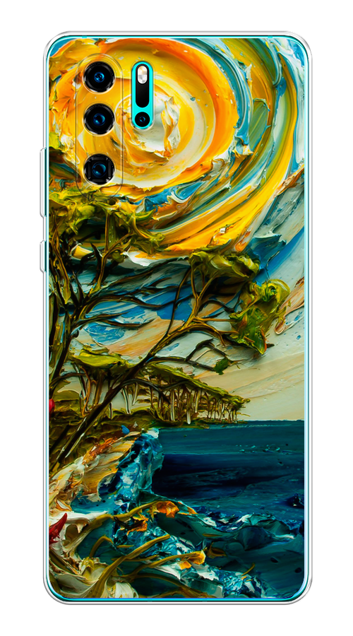 

Чехол на Huawei P30 Pro "Солнце живопись", Желтый;синий, 67650-4